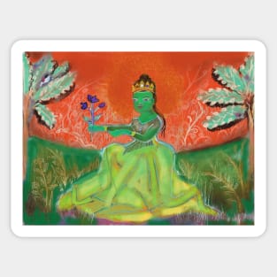 Green Tara in non traditional iconography Sticker